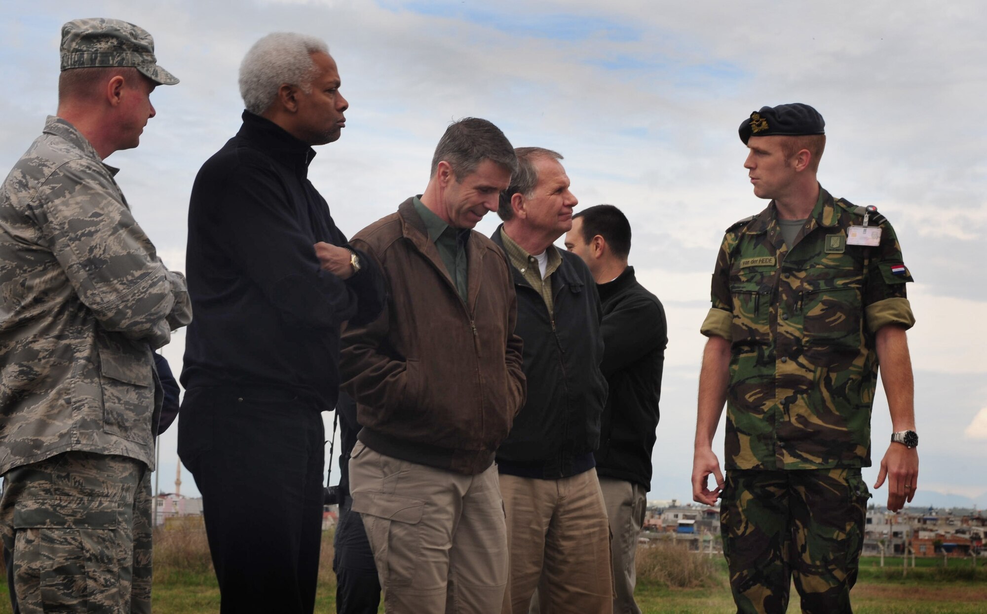 U.S. Reps. Hank Johnson of Georgia, Ted Poe of Texas and Rob Wittman of Virginia, visit Dutch army soldiers on base Jan. 30, 2013, at Incirlik Air Base, Turkey. The three congressional delegates visited the U.S. Army and Dutch army, and were given a tour of the base. (U.S. Air Force photo by Senior Airman Anthony Sanchelli/Released)