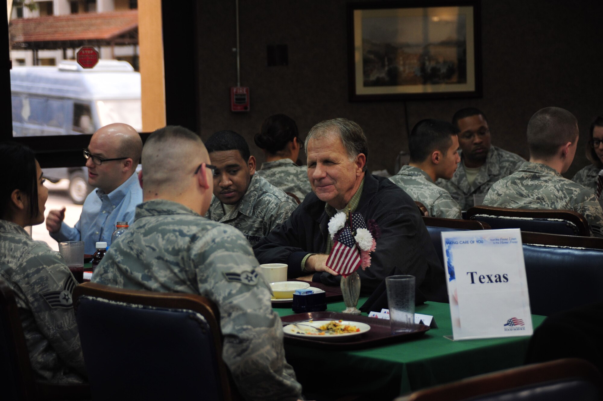 U.S. Rep. Ted Poe of Texas, has breakfast with Airmen Jan. 30, 2013, at Incirlik Air Base, Turkey. Three congressional delegates visited the base to tour the Patriot sites and to meet service members to thank them for their support of the NATO mission. (U.S. Air Force photo by Senior Airman Anthony Sanchelli/Released)
