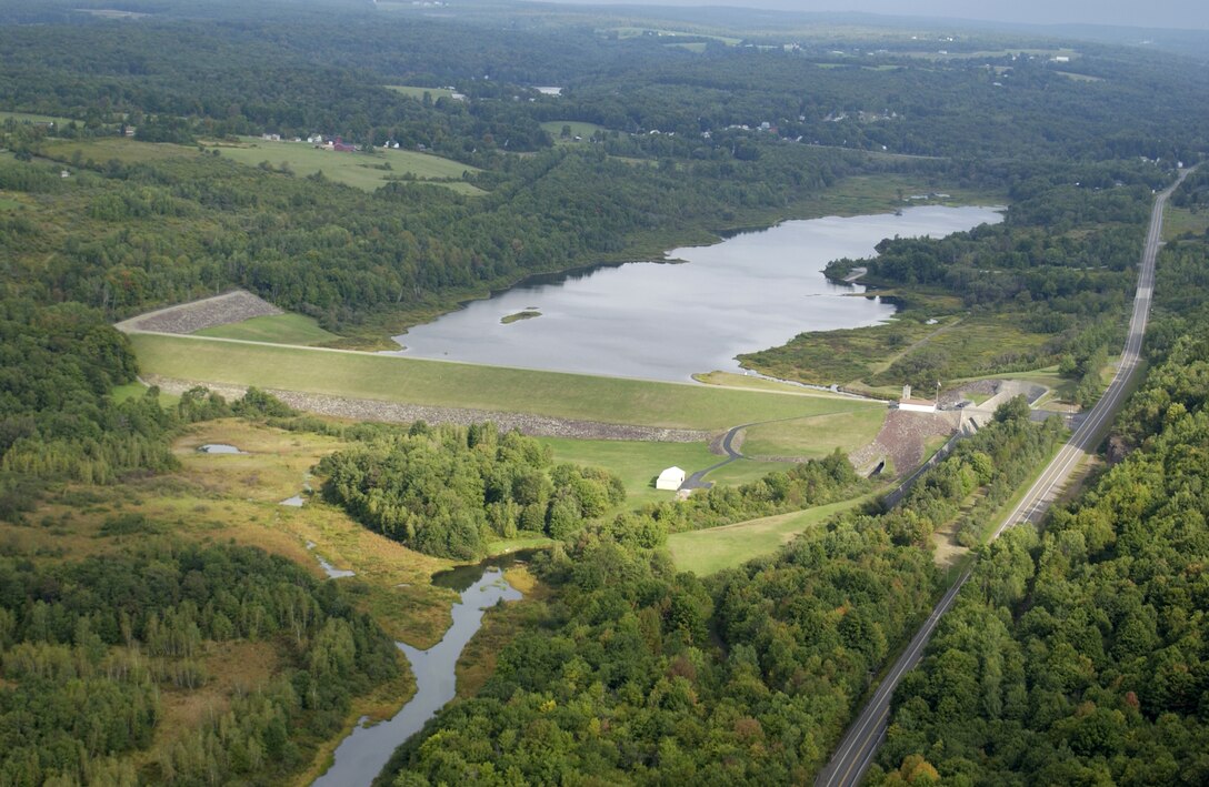Aerial view of Stillwater Lake and Dam
