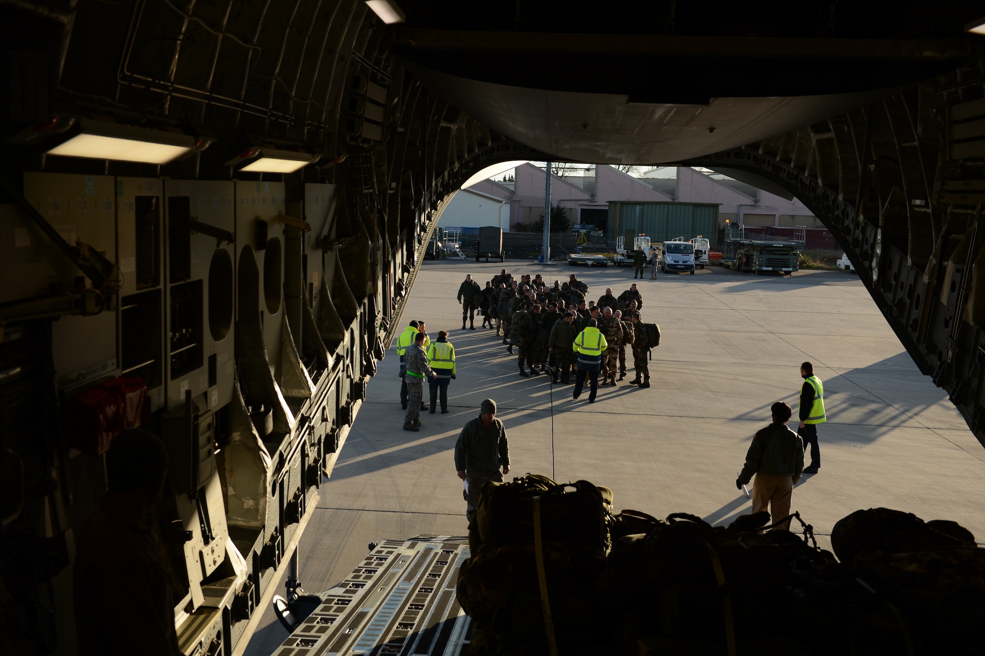 ISTRES, France - French troops board a U.S. Air Force C-17 Globemaster III cargo aircraft en route to Mali in Istres, France, Jan. 21, 2013.  The United States has agreed to help France airlift troops and equipment into Mali. (U.S. Air Force photo by Staff Sgt. Nathanael Callon) (Released)