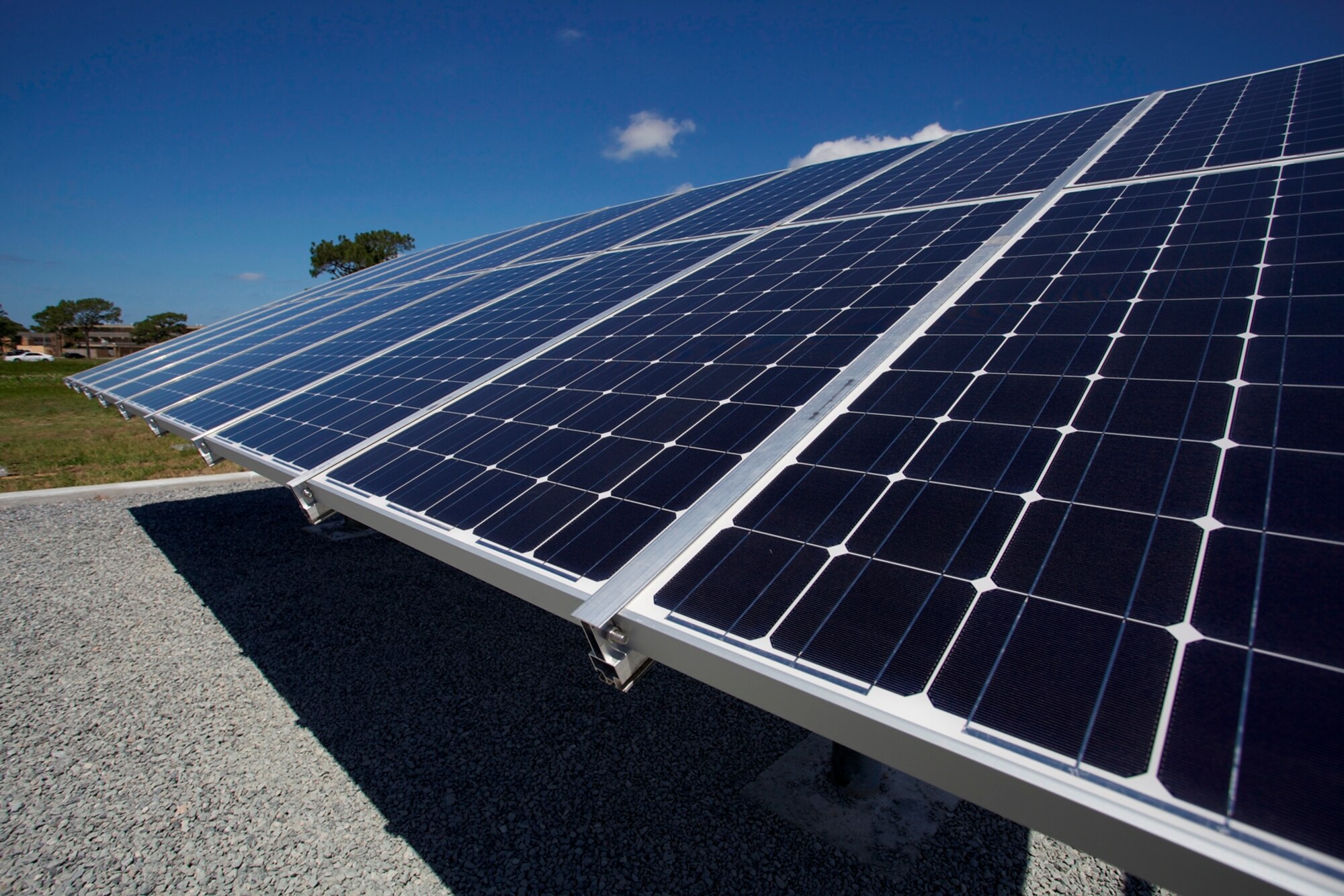 This solar array installed at AFCEC, Tyndall AFB, Fla., is just one of 212
renewable energy projects in operation on 89 installations. It is a small
example of how the Air Force plans to meet goals in the One Gigawatt
Renewable Energy Plan and the Net Zero Implementation Plan. (U.S. Air Force
photo/Eddie Green)
