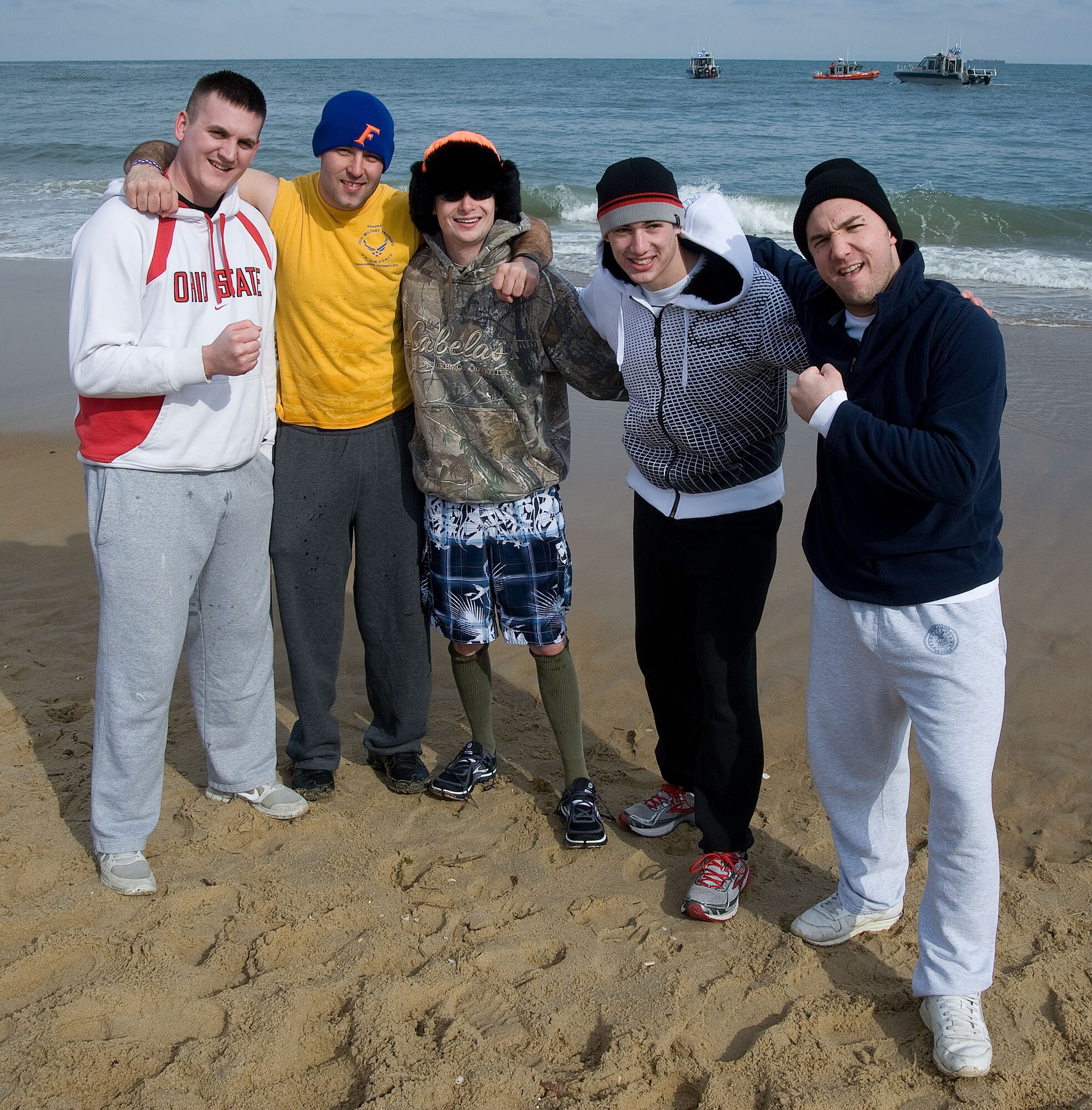 Airmen from Dover Air Force Base, Del. participated in the Lewes Polar Bear Plunge at Rehoboth Beach to help raise money for Special Olympics Delaware on Feb. 3, 2013. USAF photo/Greg L. Davis