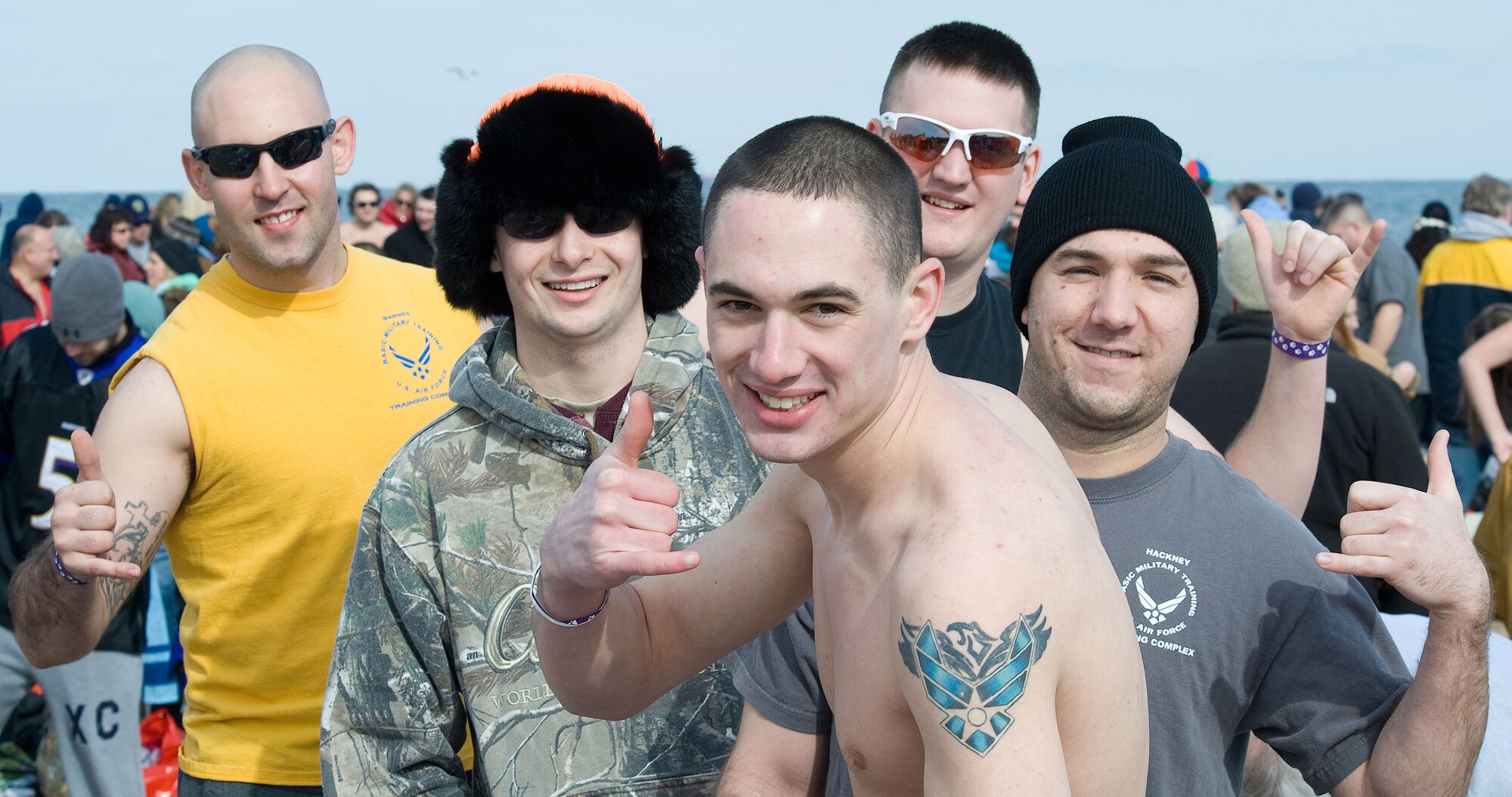 Airmen from Dover Air Force Base, Del. participated in the Lewes Polar Bear Plunge at Rehoboth Beach to help raise money for Special Olympics Delaware, Feb. 3, 2013. USAF photo/Greg L. Davis