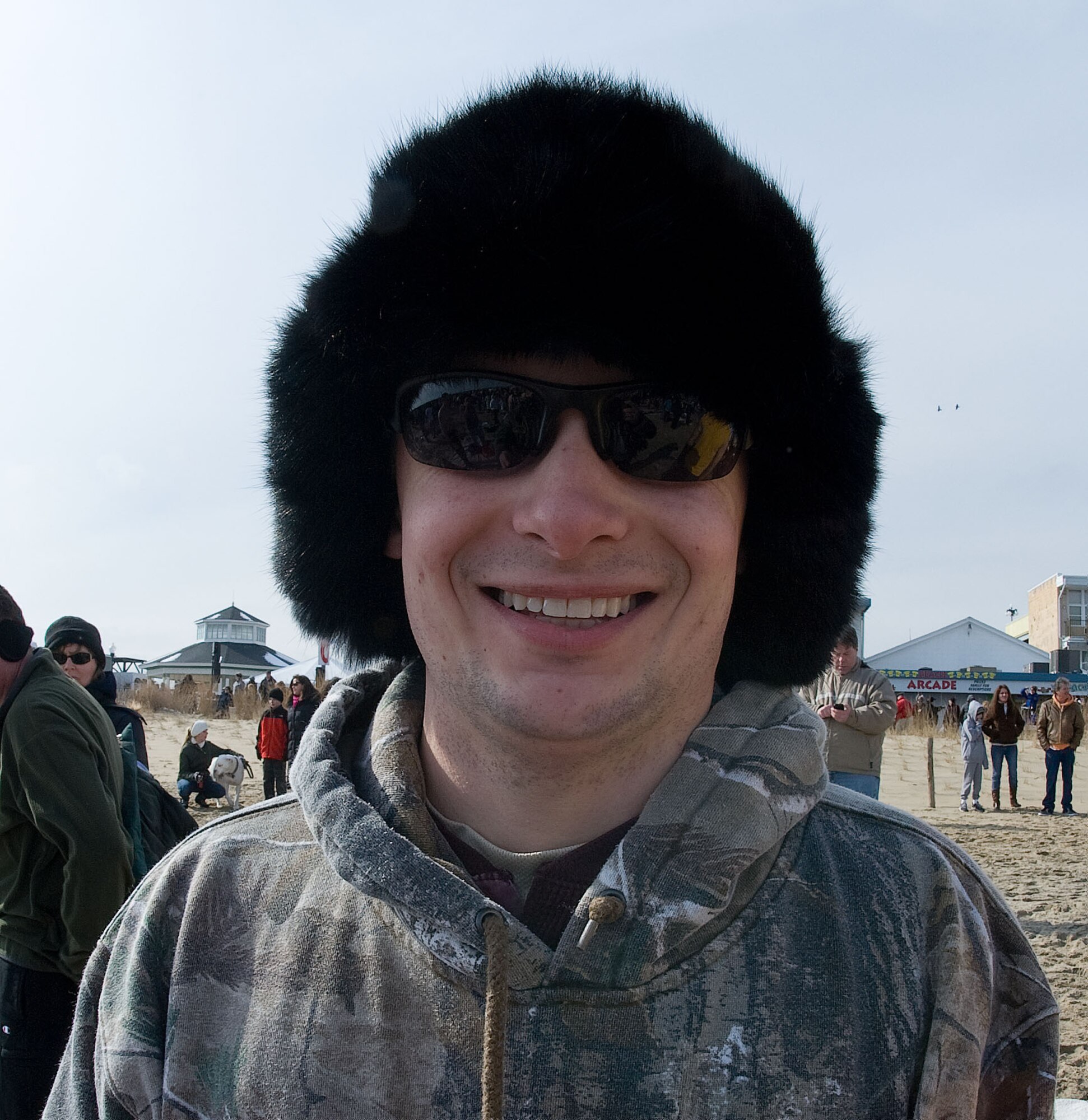 Staff Sgt. Albert Schneider. 

Airman from Dover Air Force Base, Del. participated in the Lewes Polar Bear Plunge at Rehoboth Beach to help raise money for Special Olympics Delaware on Feb. 3, 2013. USAF photo/Greg L. Davis