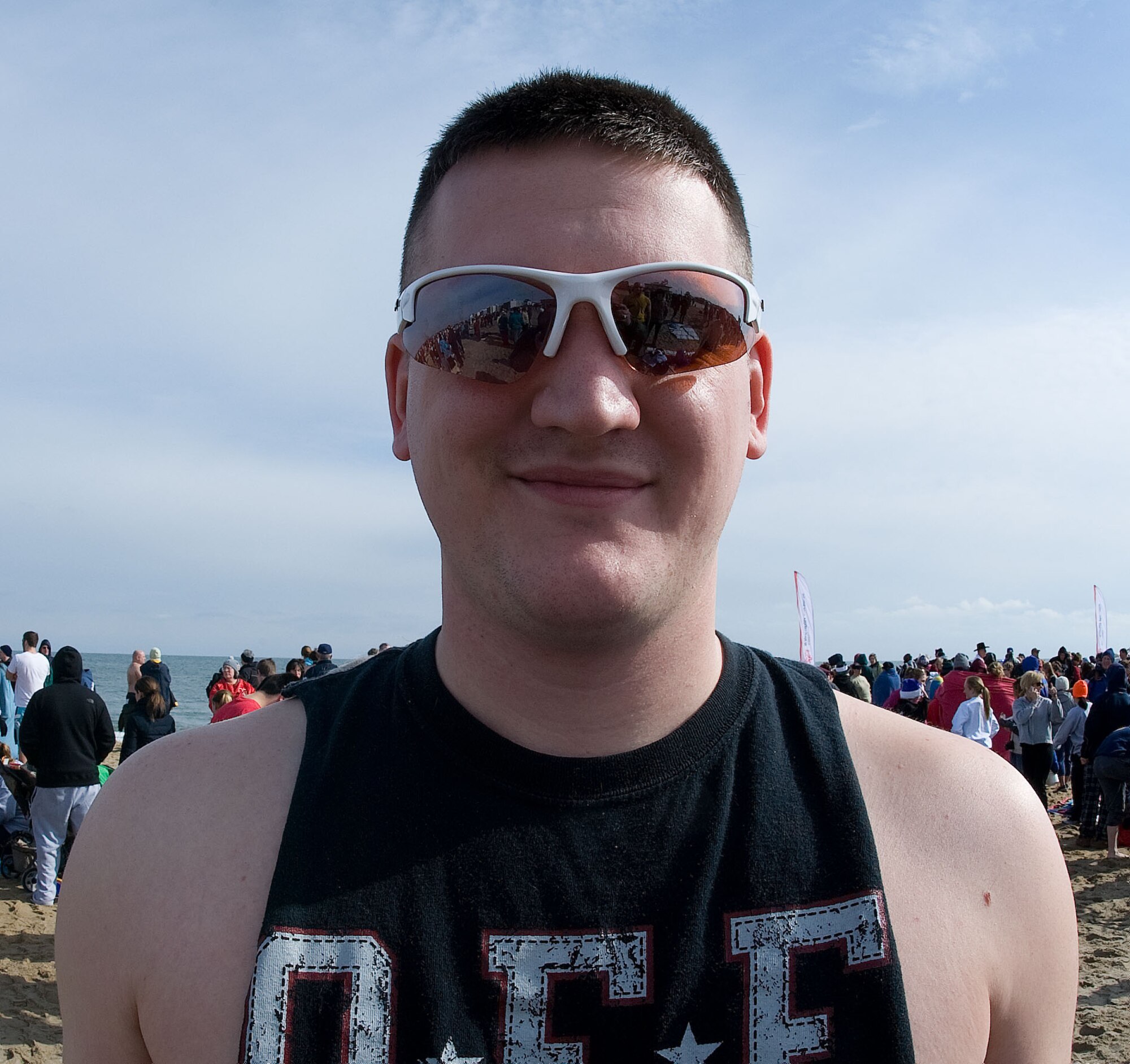 Senior Airman Andrew Draime.

Airman from Dover Air Force Base, Del. participated in the Lewes Polar Bear Plunge at Rehoboth Beach to help raise money for Special Olympics Delaware on Feb. 3, 2013. USAF photo/Greg L. Davis