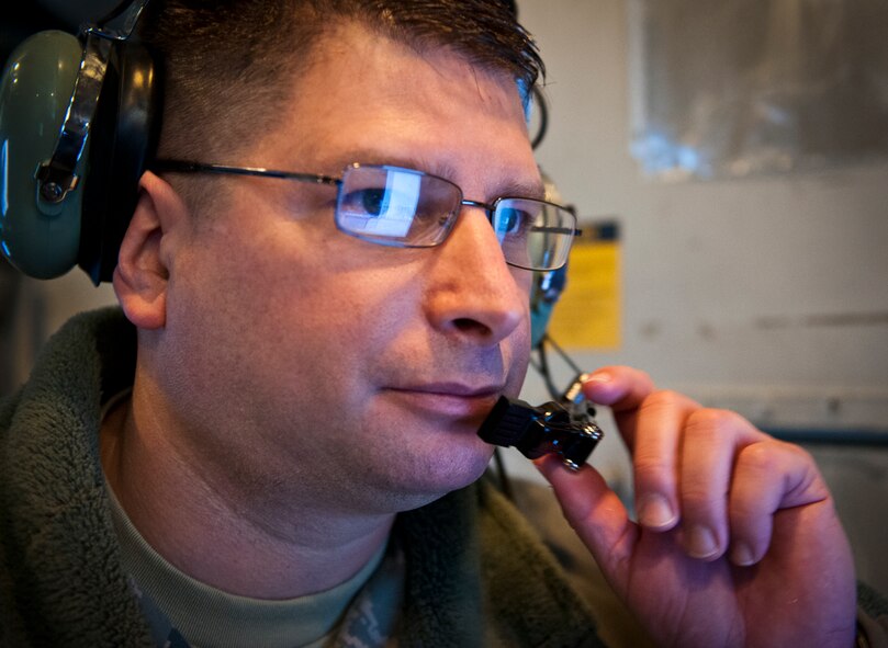 Master Sgt. Kevin Hicks, an air surveillance technician with the 728th Air Control Squadron, monitors his scope and communicates with other controllers prior to the squadron’s final mission Jan. 31 at Eglin Air Force Base, Fla.  The 62-year-old squadron, an air command and control unit, will be deactivated in May.  Their final mission was to control 33rd Fighter Wing F-35s for a tactical intercept mission.  (U.S. Air Force photo/Samuel King Jr.)
