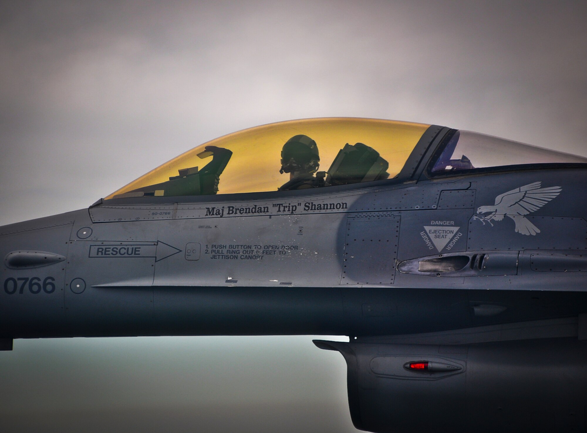 An F-16 Fighting Falcon pilot soars over the Gulf of Mexico during a sortie with F-35A Lightning IIs from the 33rd Fighter Wing. (U.S. Air Force photo/Capt. Edward Schmitt)