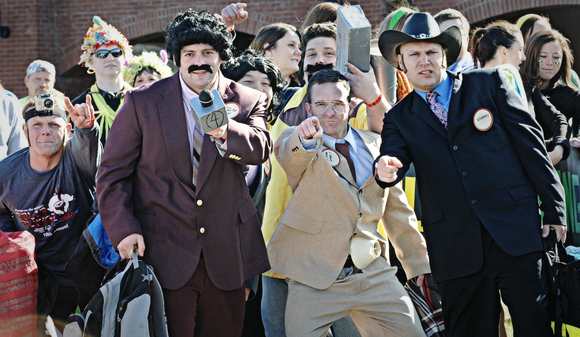Held at Lake St. Louis near Wentzville, Mo., the Anchorman crew line up for their turn into the water, and were just a few of the more than 300 people who took the chilly plunge as a way to raise $83,000 for Special Olympics. (U.S. Air Force photo/Karen Petitt)