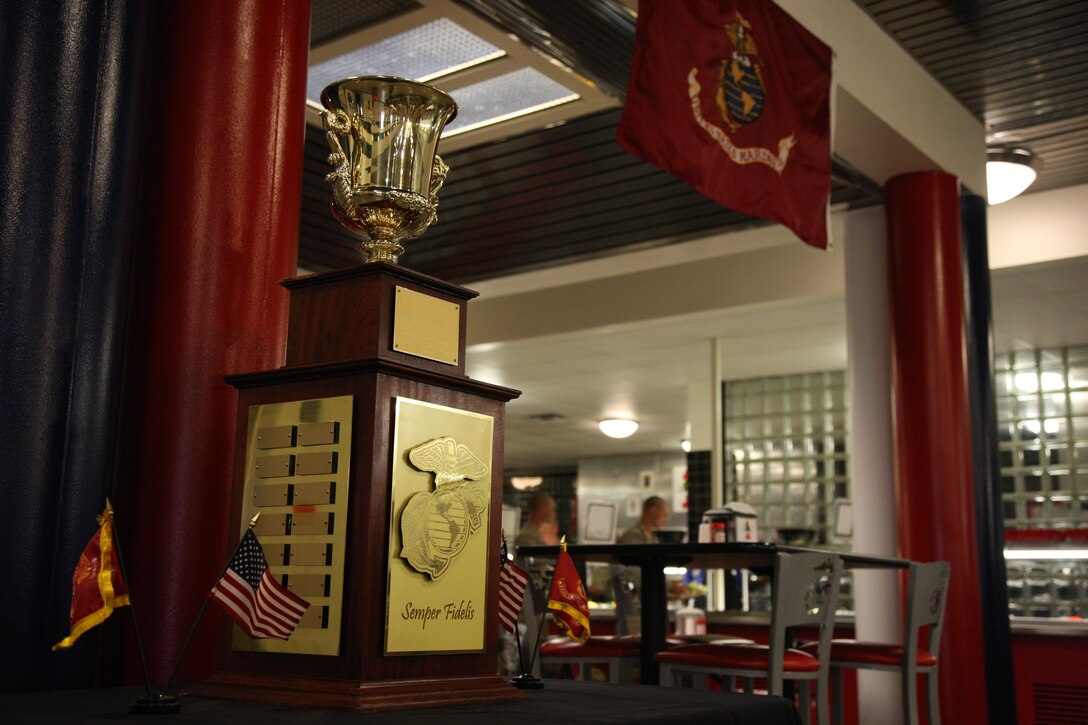 The Marines of 6th Engineer Support Battalion, 4th Marine Logistics Group were awarded the W.P.T. Hill award for best field mess for 2013. The Hill awards aim to reward high quality food service and recognize culinary expertise. 6th ESB achieved this award by improving food service operations and encouraging excellence in the garrison and field foodservice programs, as well as contributing to improving the quality of life for Marines and Navy personnel. (U.S. Marine Corps photo by Sgt. Esdros Ruano/Released)