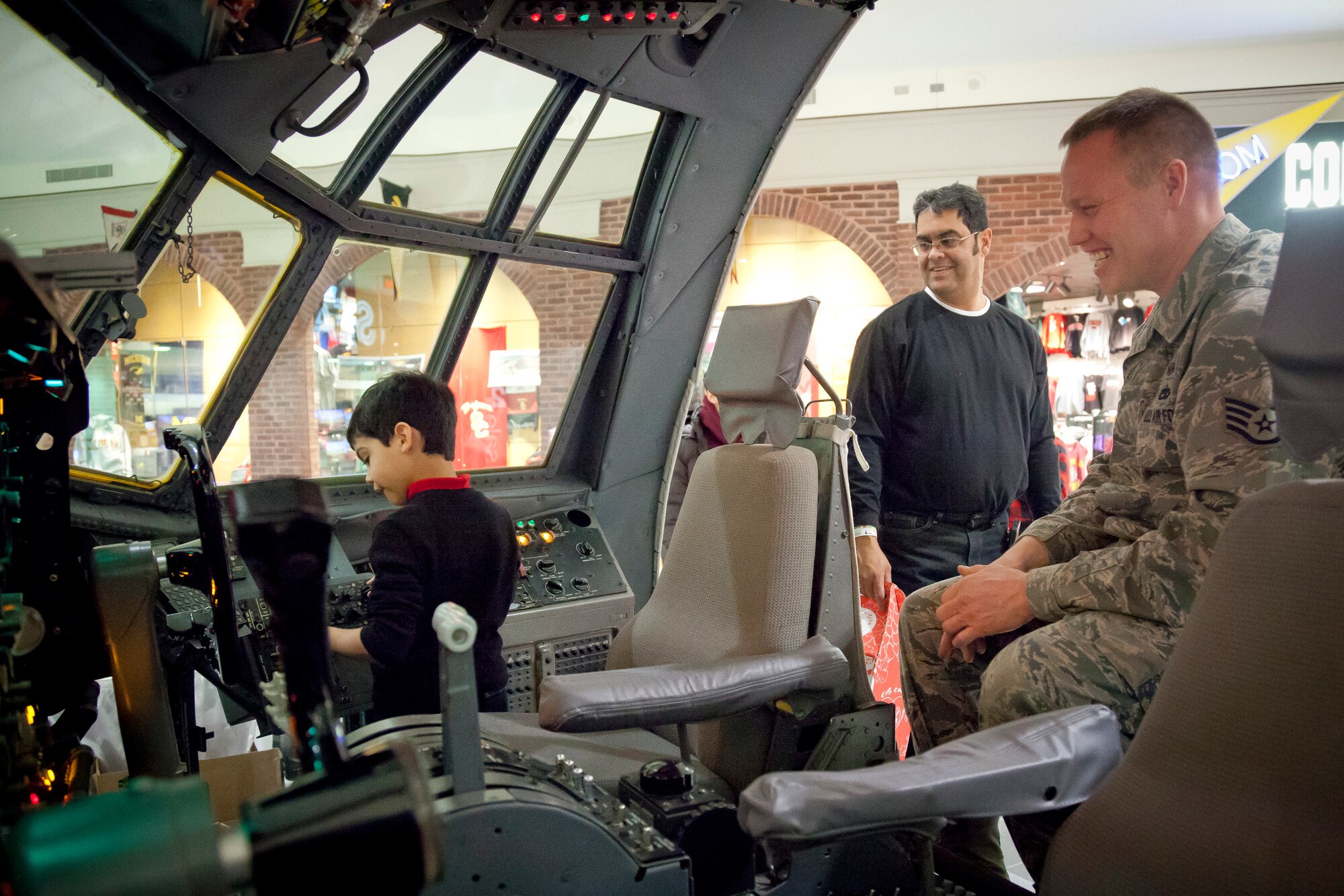 The 934th Airlift Wing showcases it's C-130 flight deck display at the Mall of America in Bloomington, Minn., during a "Government on Display" weekend.  (U.S. Air Force Photo/Shannon McKay)