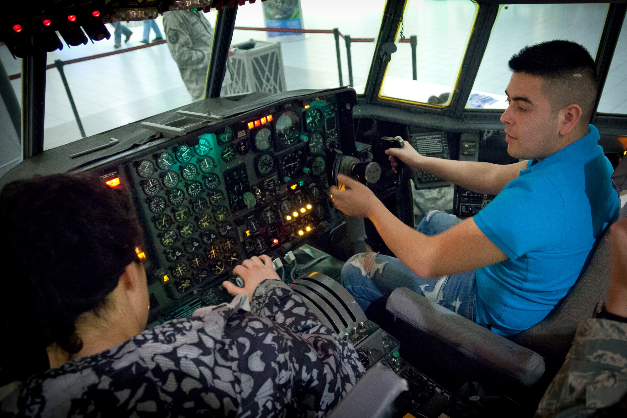 The 934th Airlift Wing showcases it's C-130 flight deck display at the Mall of America in Bloomington, Minn., during a "Government on Display" weekend.  (U.S. Air Force Photo/Shannon McKay)