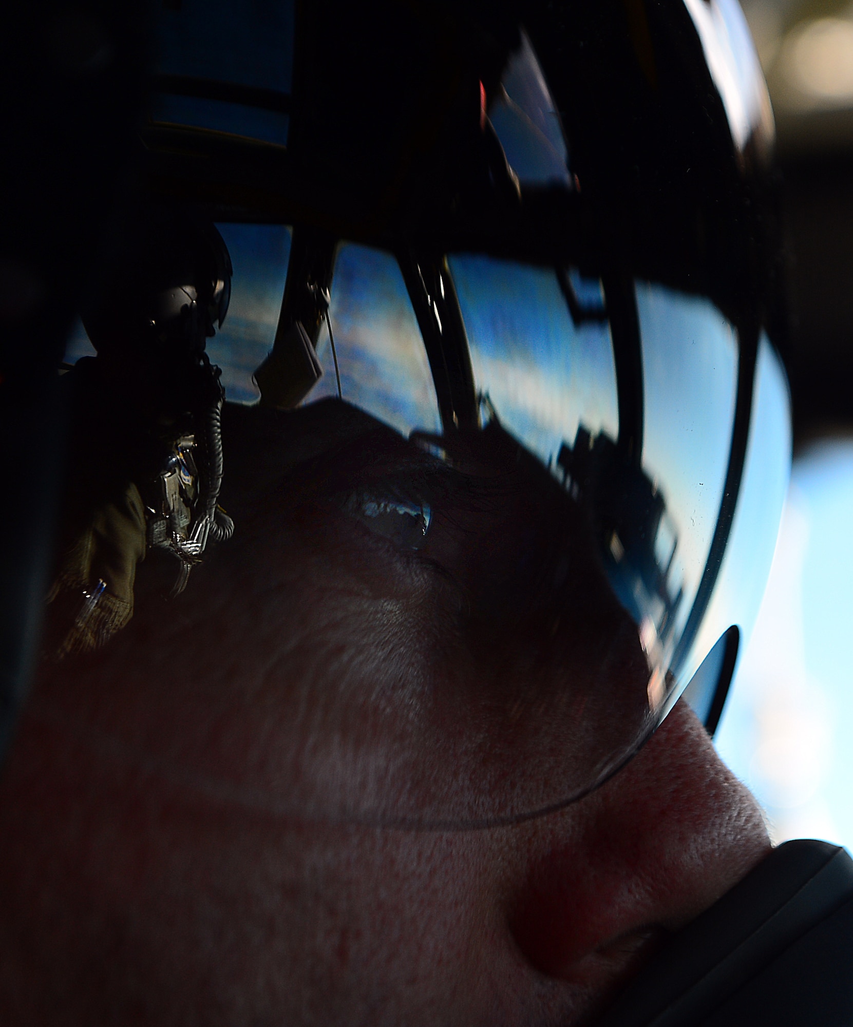 Maj. Raymond Dagley, 20th Bomb Squadron B-52H Stratofortress pilot, Barksdale Air Force Base, La., flies a B-52 along with co-pilot 1st Lt. Dan Eckelbe during a Red Flag exercise at Nellis Air Force Base, Nev., Jan. 31, 2013. (U.S. Air Force photo/Staff Sgt. Vernon Young Jr.)