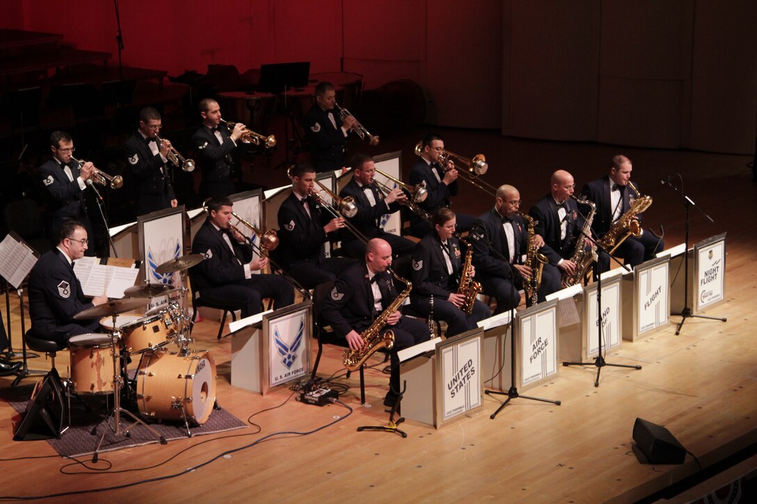 The U.S. Air Force Band of Flight Night Flight Jazz Ensemble will present the Big Band Legends concert on Saturday, March 2nd at the National Museum of the United States Air Force.  This year's concert will feature the music of Glenn Miller, Tommy Dorsey, Count Basie, Duke Ellington, Stan Kenton, and Benny Goodman.  (U.S. Air Force photo/TSgt Dan Bentley)