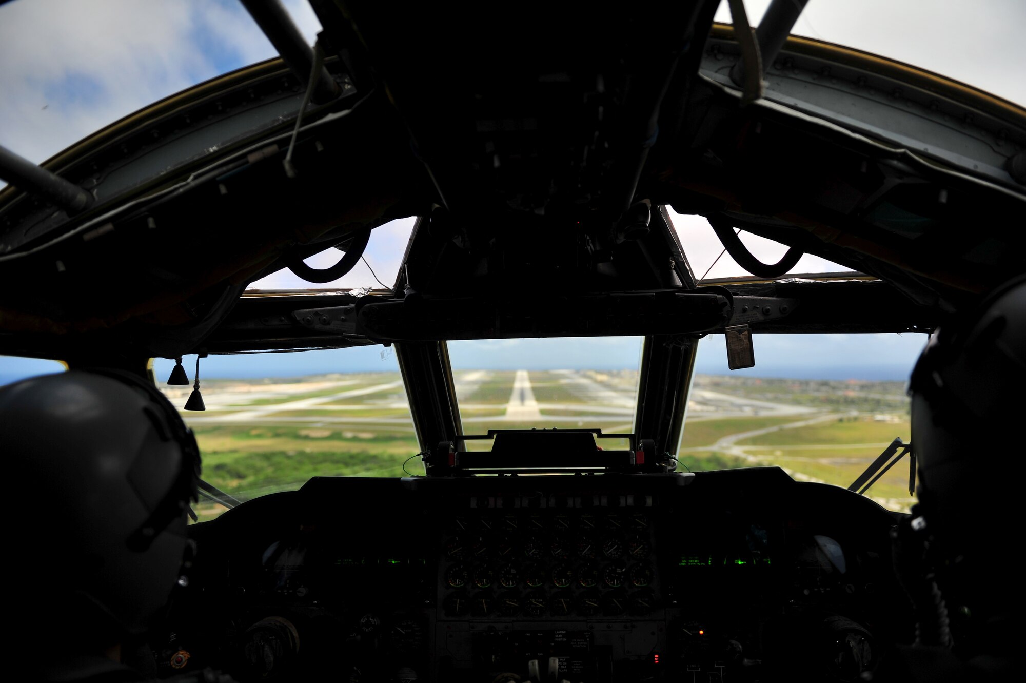 A U.S. Air Force B-52 prepares to land at Anderson Air Force Base, Guam, after participating in missions in support of Cope North 13, Feb. 7, 2013. Cope North is an annual air combat tactics, humanitarian assistance and disaster relief exercise designed to increase the readiness and interoperability of the U.S. Air Force, Japan Air Self-Defense Force and Royal Australian Air Force.. (U.S. Air Force photo by Senior Airman Matthew Bruch/RELEASED)
