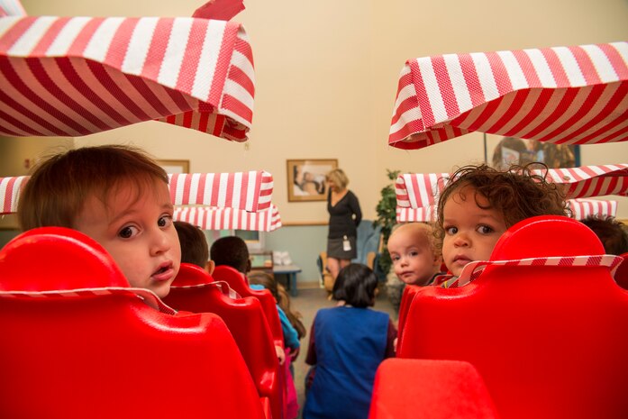 Children gather to learn about Children’s Dental Health Month Feb. 5, 2013 at the Child Development Center at Joint Base Charleston – Air Base, S.C. Each February, the American Dental Association sponsors National Children's Dental Health Month to raise awareness about the importance of oral health. NCDHM messages and materials have reached millions of people in communities across the country. (U.S. Air Force photo/Senior Airman George Goslin)
