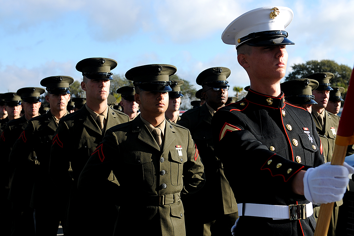 Marine Graduates as Platoon Honor Graduate