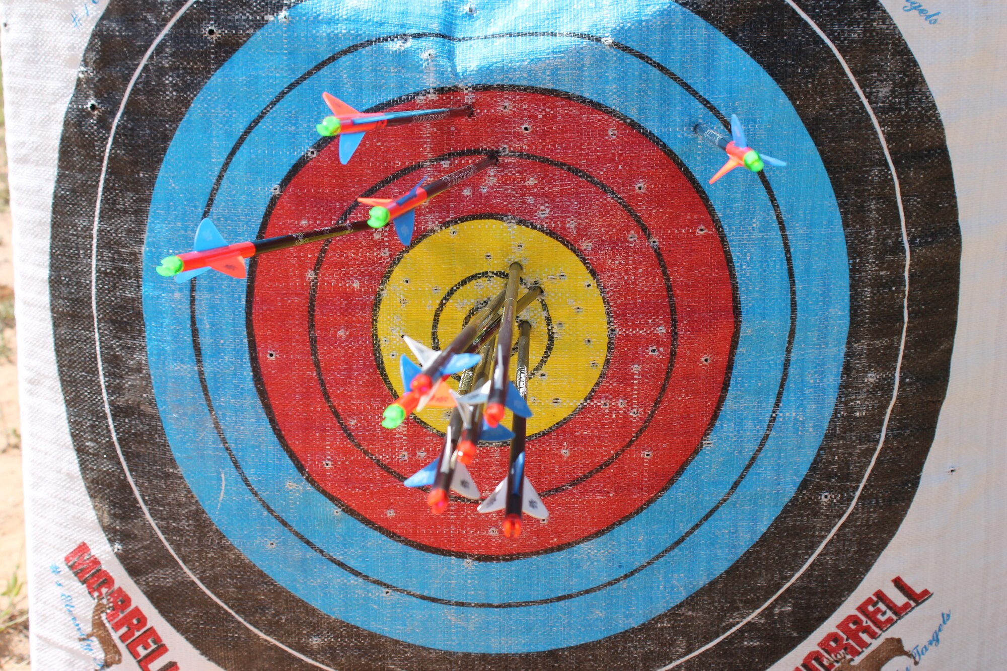 Air Force Global Strike Command Chief Master Sgt. Brian Hornback and his daughter find the mark as they practice archery together. The father-daughter team began archery as a way to spend more time with each other. (Courtesy photo)