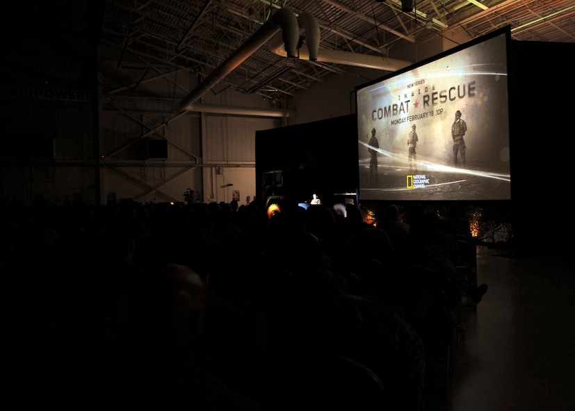 National Geographic’s new television series, “Inside Combat Rescue,” premiered at Moody Air Force Base, Ga., Feb. 7, 2013. The documentary is scheduled to debut on national television on Feb. 18, 2013. (U.S. Air Force photo by Airman 1st Class Olivia Bumpers/Released)