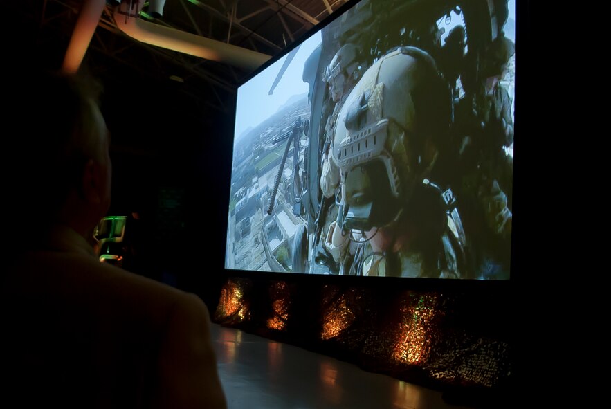 U.S. Air Force Airmen and family members attended the premiere of “Inside Combat Rescue” at Moody Air Force Base, Ga., Feb. 7, 2013. “Inside Combat Rescue” is a six-part documentary series about pararescuemen assigned to Moody who were deployed to Kandahar Airfield, Afghanistan. (U.S. Air Force photo by Airman Paul Francis/Released) 
