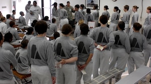 Researchers used cognitive, performance and psychological studies and surveys to better place Soldiers in military occupational specialties where they'd have a better chance of succeeding. Here, trainees are in-processed during basic combat training at Fort Jackson, S.C. (U.S. Air Force photo by Senior Airman Micky M. Bazaldua/Released)