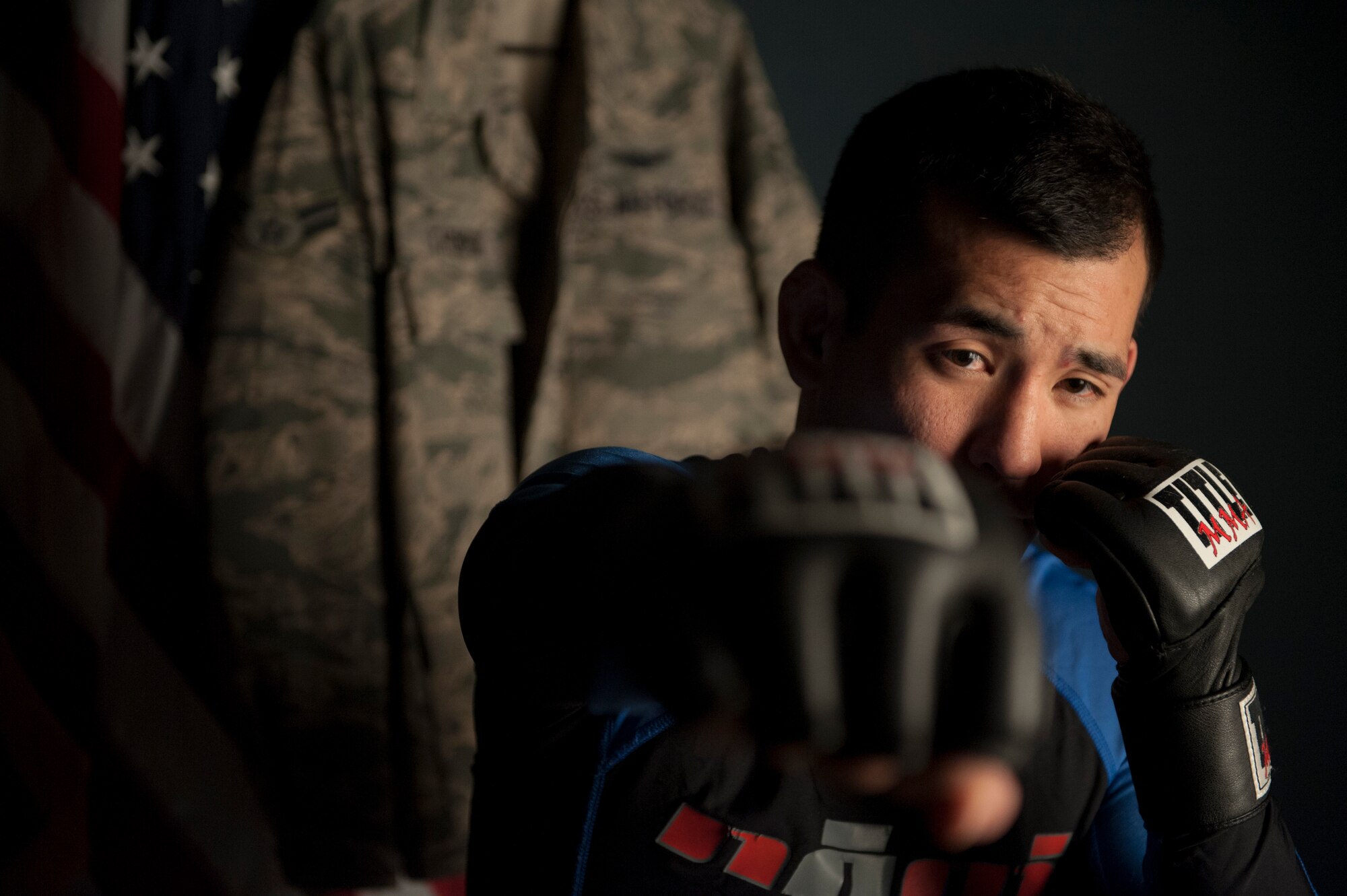 Jason Thompson, 2nd Space Warning Squadron, is a mixed martial artist who trains in both striking and grappling. Thompson is scheduled to fight in an event during the Buckley Air Force Base Fight Night Feb. 9, 2013 at the base fitness center. (U.S. Air Force photo by Staff Sgt. Nicholas Rau/Released)