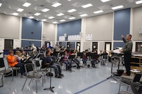 Steve Giovanoni, Randolph Middle school, band director, conducts a band practice Feb 1, 2013, at Joint Base San Antonio-Randolph. (U.S. Air Force photo by Joshua Rodriguez/ Released)