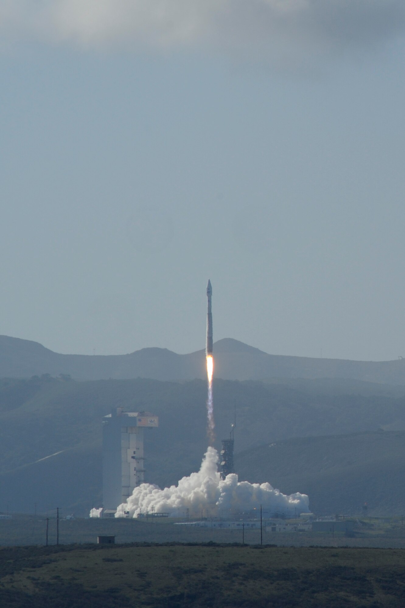 VANDENBERG AIR FORCE BASE, Calif. - Team V launched a United Launch Alliance Atlas V rocket carrying a NASA payload at 10:02 a.m. here Monday, Feb. 11, 2013. The Atlas V was launched from Space Launch Complex-3 and was the sixth launch for Vandenberg. (U.S. Air Force photo/Airman Yvonne Morales)