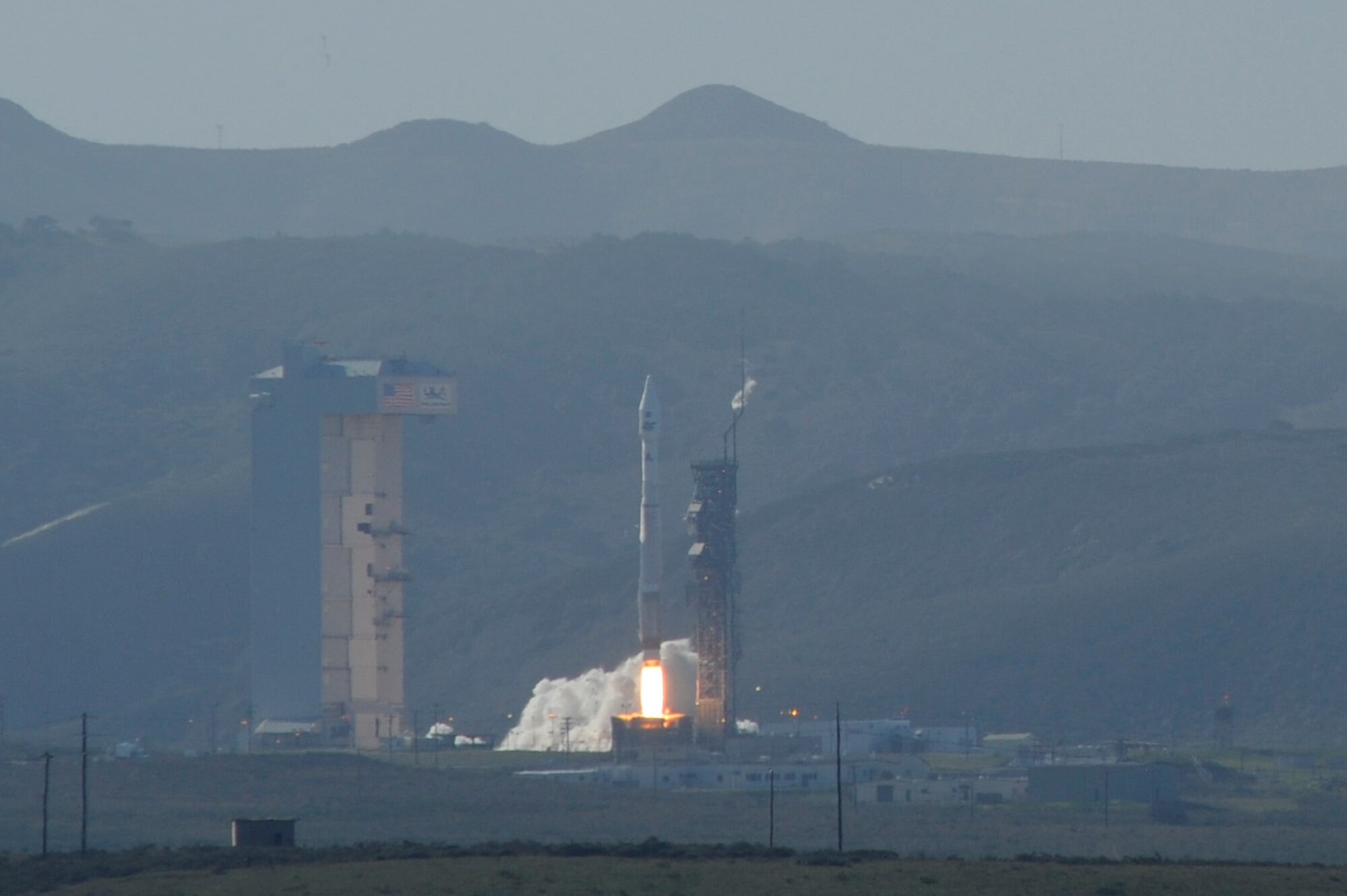 VANDENBERG AIR FORCE BASE, Calif. - Team V launched a United Launch Alliance Atlas V rocket carrying a NASA payload at 10:02 a.m. here Monday, Feb. 11, 2013. The Atlas V was launched from Space Launch Complex-3 and was the sixth launch for Vandenberg. (U.S. Air Force photo/Airman Yvonne Morales)
