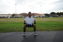Squat Jump:
Stand as tall as you can. Then dip your knees and squat down, swinging your arms back, in preparation to leap.  Jump as high as you can, when you land immediately squat down and jump again.  (U.S. Air Force photo by Don Lindsey)
