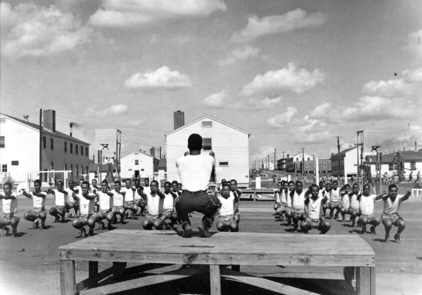 Pilot trainees get physical instruction at Tuskegee Army Air Field. (U.S. Air Force photo)