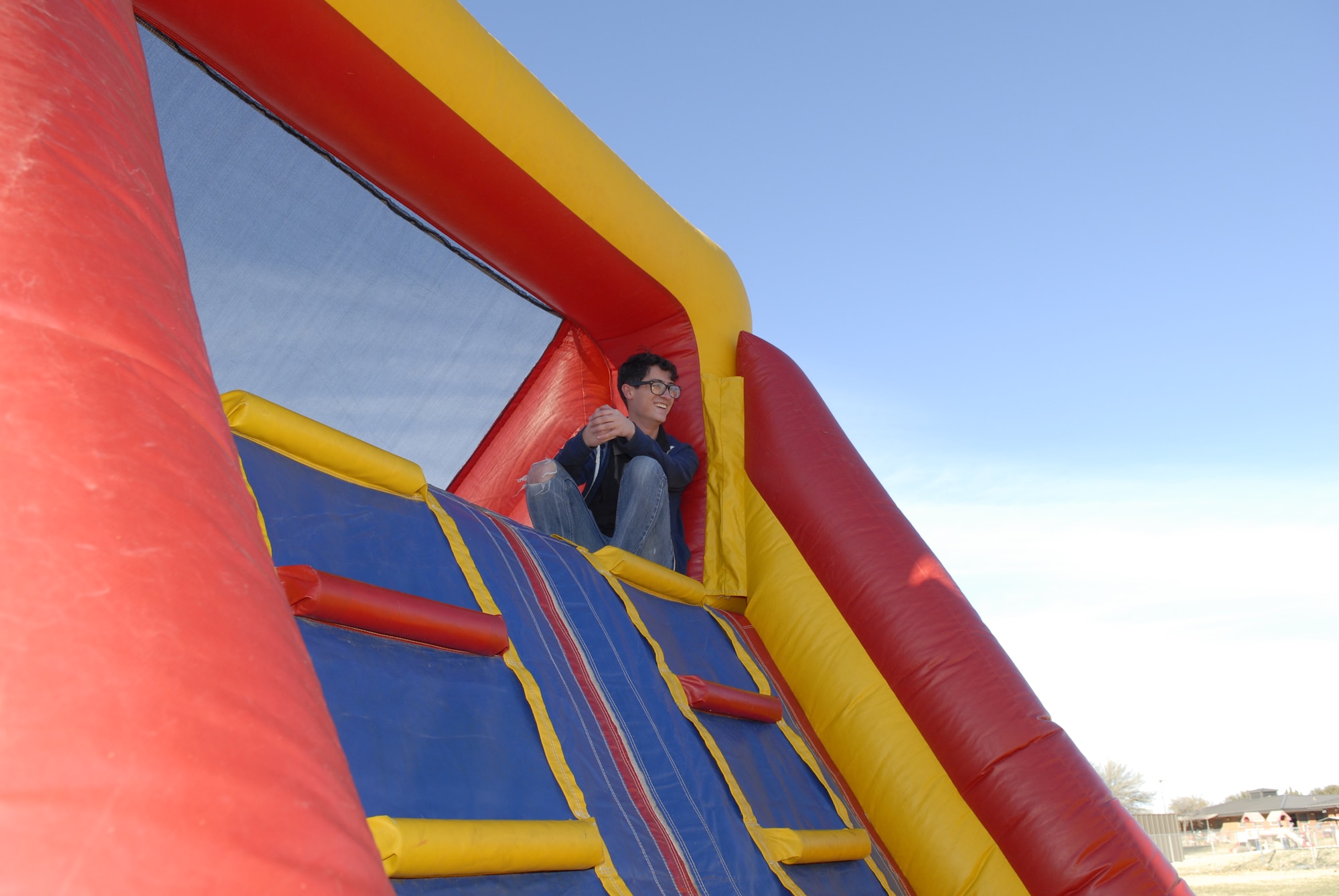 GOODFELLOW AIR FORCE BASE, Texas—A volunteer keeps a watchful eye during the fifth annual Kids’ Fun Day at the Little League baseball field, Feb. 8. More than 100 youths participated in the health awareness event. (U.S. Air Force photo/Lou Czarnecki)