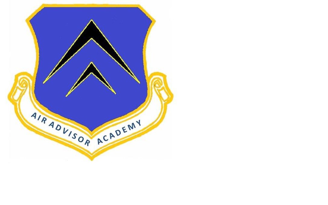 The Air Advisor Academy emblem consists of three distinctive elements; a shield, a scroll bearing the name of the academy and two black wingform icons outlined in yellow.

The shield hails back to the tradition of the U.S. Air Force, including the early days of Eddie Rickenbacker, a foundation which supports every generation of Airman. The shield is shaded in ultramarine blue and represents the sky, the primary theater of Air Force operations, and is a color indicative of the honor and dignity of our branch of service. The yellow outline on the shield, wingform icons and scroll represent the sun and the excellence required of Air Force personnel. The black of the wingforms represents the weight and serious nature of the advising mission and its impact on strategic objectives. 

The two wingforms represent the multivariate nature of the Air Advisor Academy. The smaller wingform shows our early beginnings from the days of the first Wright Flyer as we took our initial tentative steps toward mastering the realm of eagles. The larger wingform represents our evolution in the profession of arms from being an air force to an aerospace force and beyond, expanding the mission, tactics and technology, continually embracing the challenge of the pathfinder. Together they represent all air advisors and dedication to the advising mission in support of national strategic objectives and their sacrifice by mirroring the structure of the Air Advisor memorial.(Courtesy Air Advisor Academy Staff)