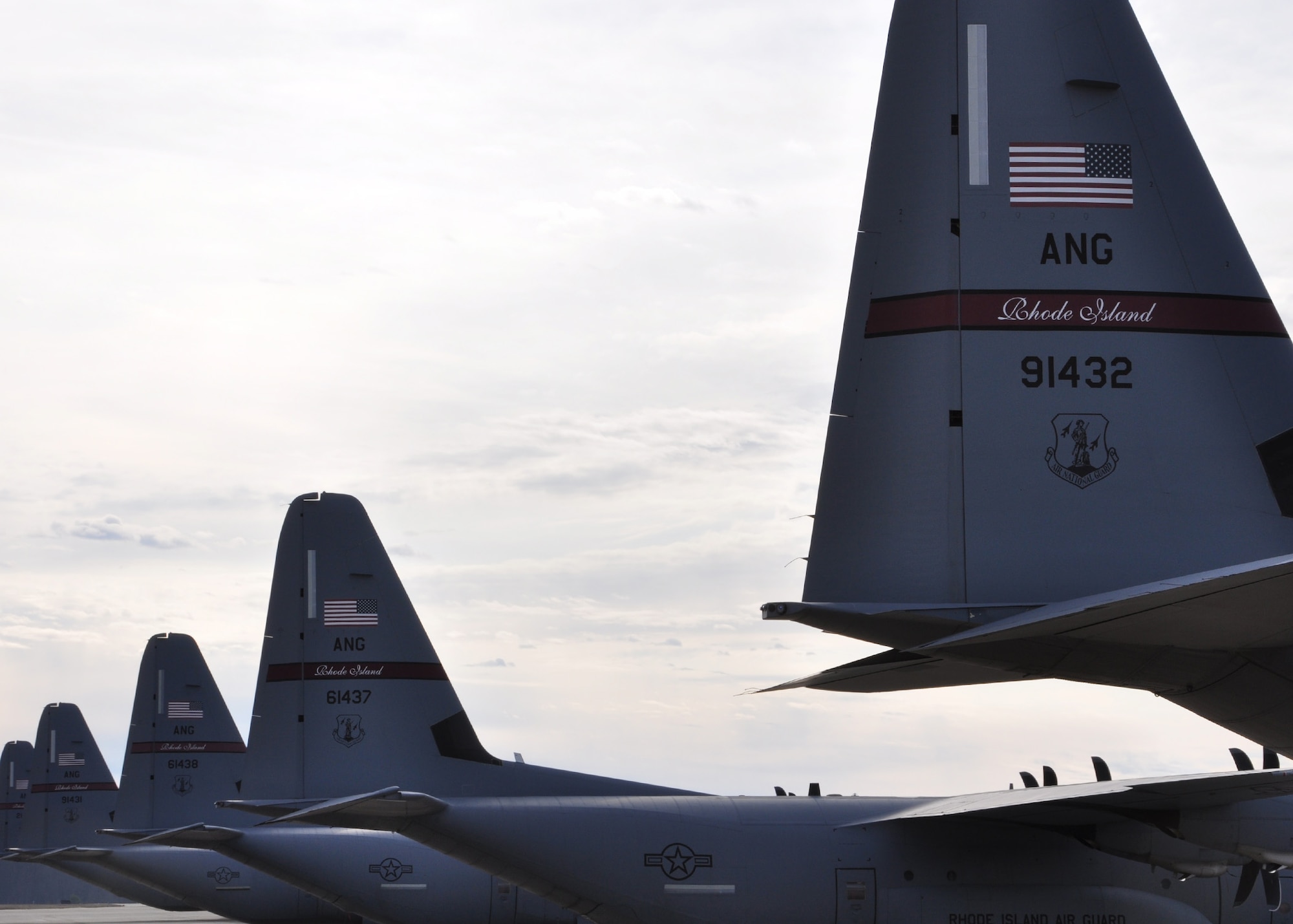 A C-130 Hercules aircraft belonging to the 143rd Airlift Wing finds refuge at Pope Field, N.C., on Feb. 10, 2013, as Winter Storm Nemo strikes its home base of Quonset Point Air National Guard Station, RI.  Winter Storm Nemo buried areas of the American Northeast in more than three feet of snow and left more than 600,000 people without power. The C-130 Hercules often performs tactical portions of the U.S. Air Force airlift mission as it is capable of operating from rough dirt strips, and is apt for air dropping troops and equipment into hostile areas. (U.S. Air Force photo by Staff Sgt. Peter R. Miller)
