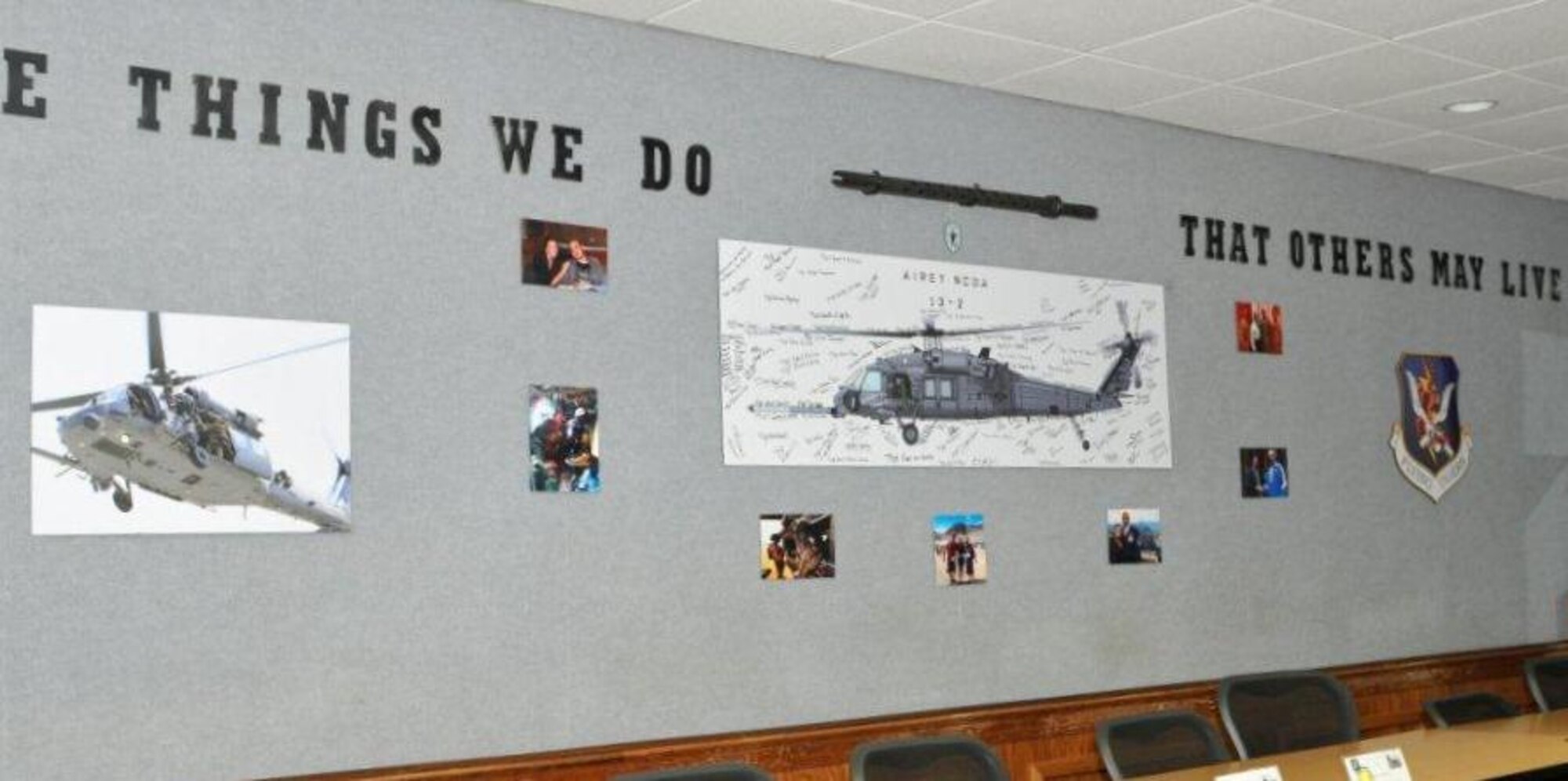 Photos and memorabilia decorate the walls of a room dedicated to Master Sgt. Christopher Aguilera Feb. 12 at the Airey NCO Academy Tyndall. (U.S. Air Force photo by Susan L. Trahan)