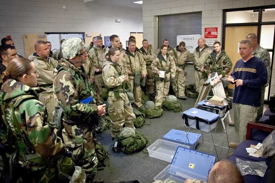 Members of the 934th Airlift Wing participate in an Ability To Survive and Operate/ Self Aid Buddy Care Rodeo to prepare for the upcoming Operational Readines Exercise/Inspections at the Minneapoils-St. Paul AIr Reserve Station, Minn.  (U.S. Air Force photo/Shannon McKay)