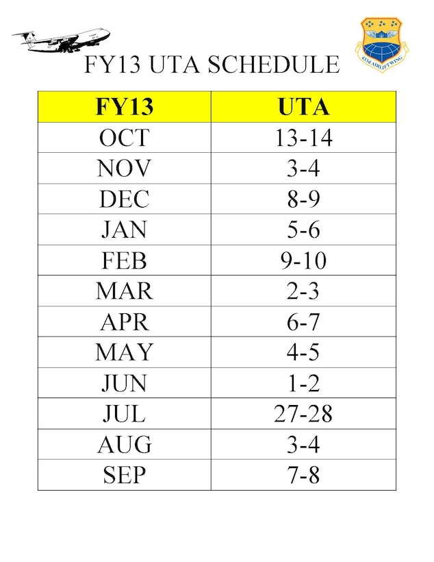 433 AW FY 13 UTA Schedule