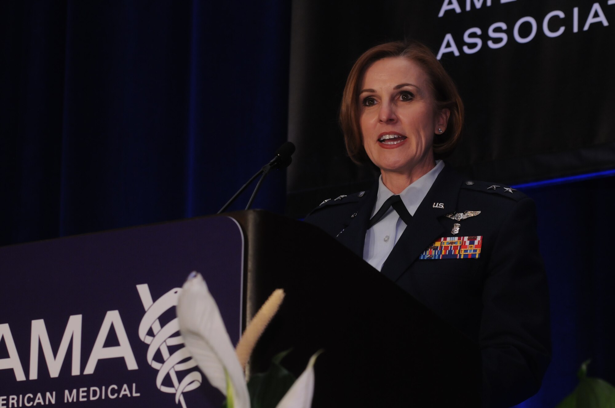 Assistant Air Force Surgeon General, medical force development and nursing services, Maj. Gen. Kimberly Siniscalchi, received the American Medical Association’s (AMA) top government service award in health care, the Dr. Nathan Davis Award for Outstanding Government Service. She was honored at the AMA’s National Advocacy Conference in Washington, D.C. on Feb 12, 2013. 