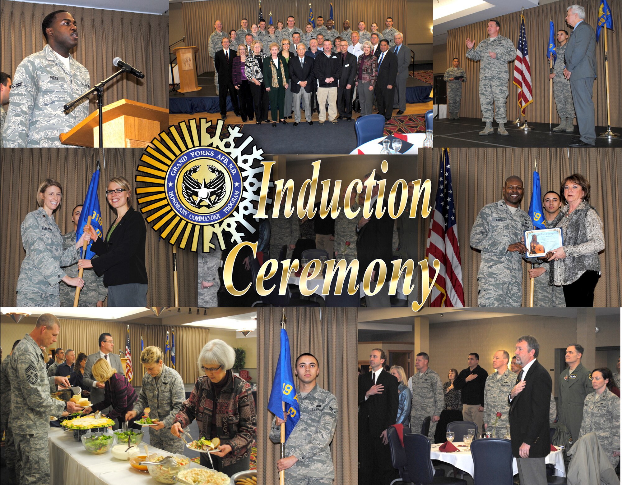The 319th Air Base Wing hosted the 2013 Honorary Commander Induction Ceremony on Feb. 8, 2013, at the Northern Lights Club on Grand Forks AFB, N.D.  The purpose of the program is to foster a long-term partnership between civilian and military leaders. (U.S. Air Force photo illustration/Senior Airman Luis Loza Gutierrez)