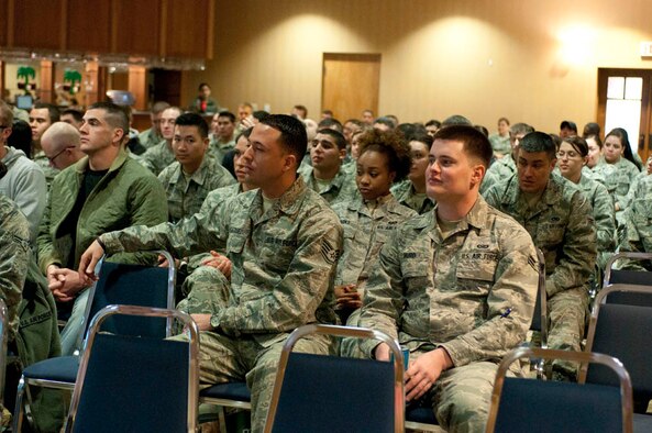 Tucson Air Guard first-term Airmen listen as experts speak about the benefits, resources and opportunities the military and Air National Guard have to offer.  MAGIC, My Air Guard Incentive Career, is now an annual event held at Davis-Monthan Air Force Base.  (U.S. Air Force photo by Staff Sgt. Dina Farmer)
