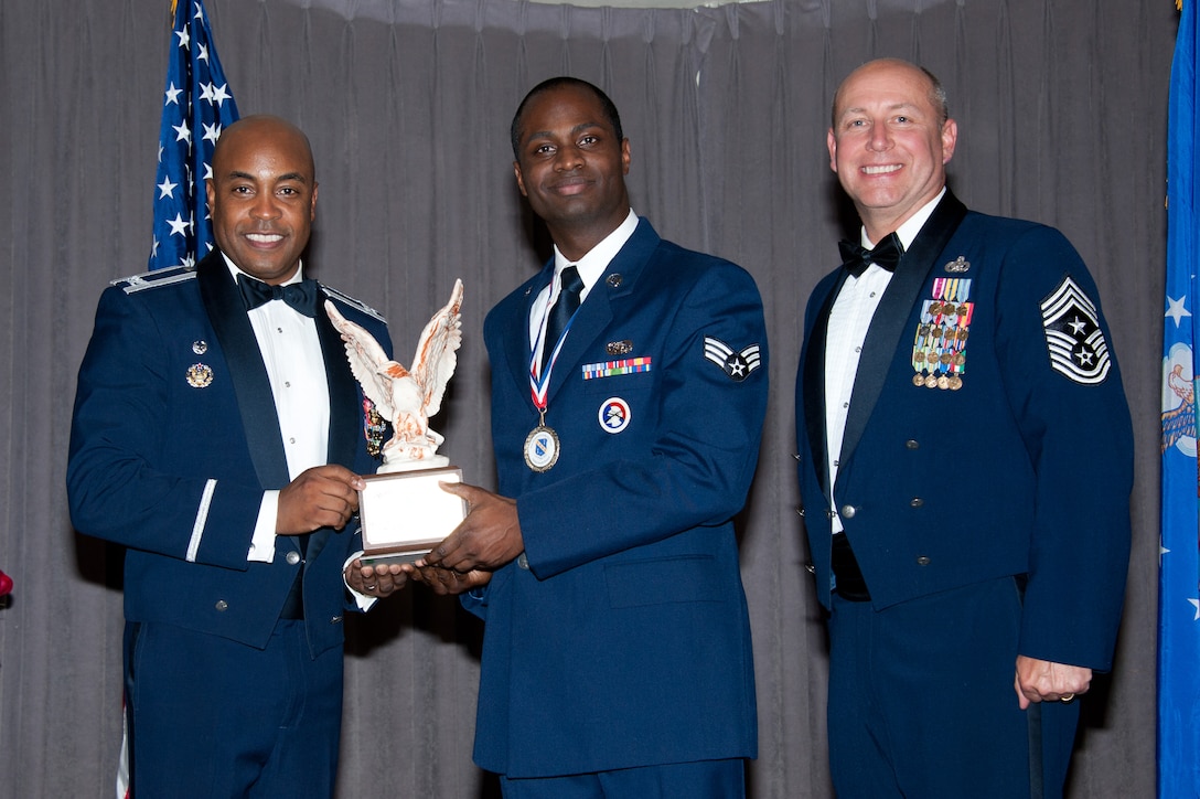 The 42nd Air Base Wing Annual Awards Banquet, with presentations by wing commander Col. Trent Edwards and command chief Chief Master Sgt. Garth Meade, was held at the Maxwell Club on Jan. 25, 2013. (US Air Force photo by Melanie Rodgers Cox)