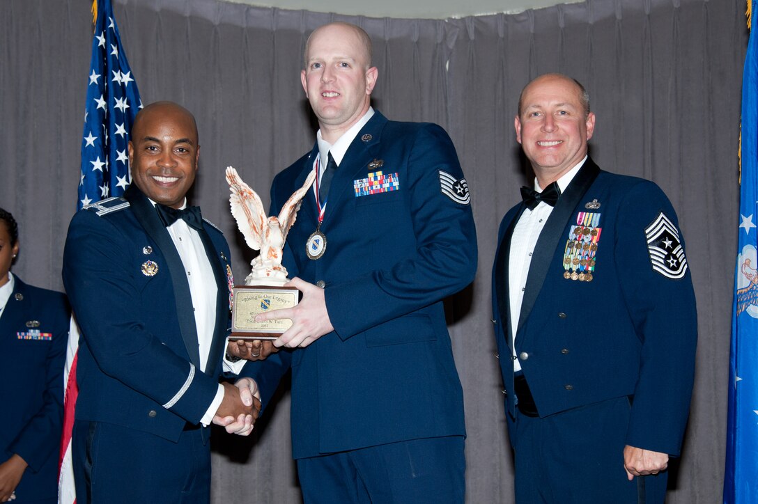 The 42nd Air Base Wing Annual Awards Banquet, with presentations by wing commander Col. Trent Edwards and command chief Chief Master Sgt. Garth Meade, was held at the Maxwell Club on Jan. 25, 2013. (US Air Force photo by Melanie Rodgers Cox)