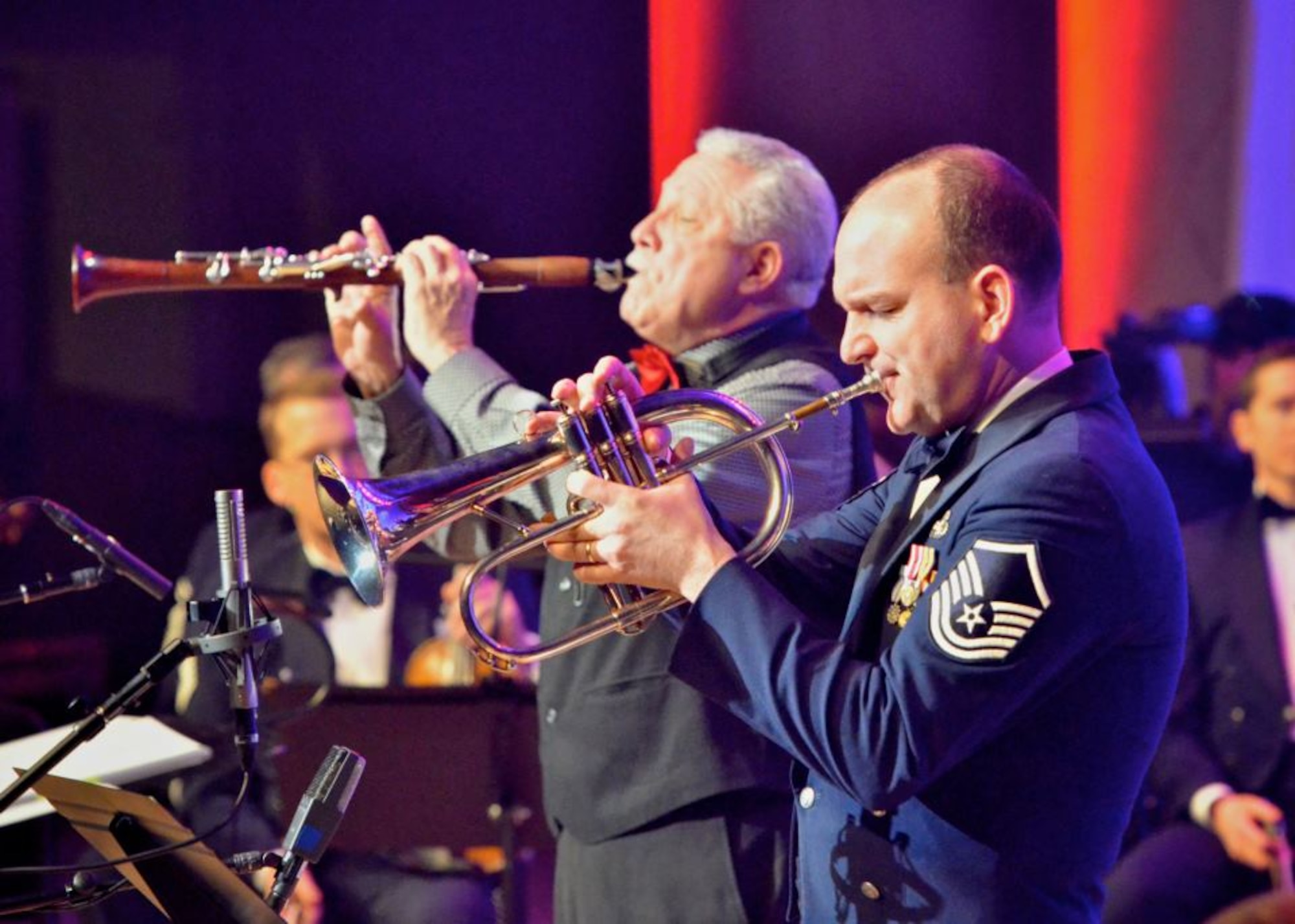 MSgt Richard Sigler solos with Paquito D'Rivera (photo by SMSgt Robert Kamholz)
 
