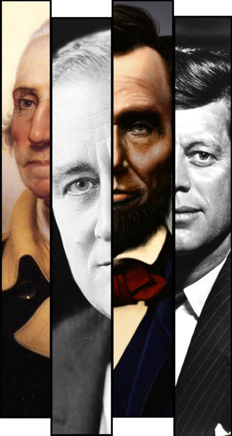 (Left to right) George Washington, Franklin Delano Roosevelt, Abraham Lincoln and John F. Kennedy: all of these men were the nation's commander in chief and have made an impact in our country's history. Presidents Day was created to remember the presidents of the United States of America.
