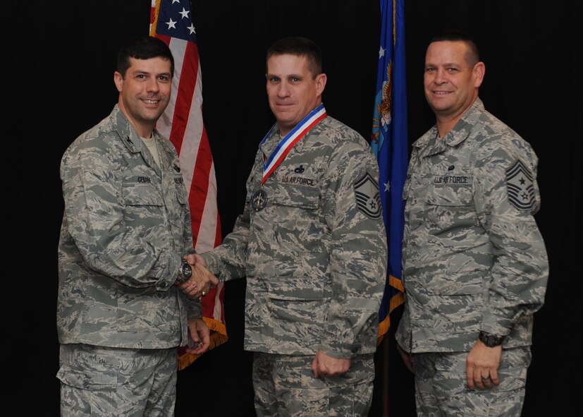 Senior Master Sgt. Nathan Barnhart, 2nd Maintenance Squadron, is nominated for the 2nd Bomb Wing senior NCO of the year. (U.S. Air Force photo/Airman 1st Class Benjamin Gonsier)
