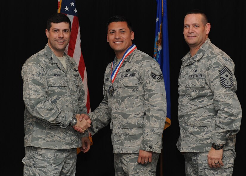 Senior Airman Joseph Senteno, 2nd Comptroller Squadron, is nominated for the 2nd Bomb Wing Airman of the year. (U.S. Air Force photo/Airman 1st Class Benjamin Gonsier)