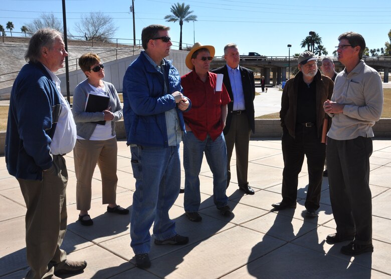 PHOENIX - Mike Ternak, the Sustainable Engineering Program Manager for U.S. Army Corps of Engineers South Pacific Division and based in the Los Angeles District's Arizona/Nevada Area Office, speaks with members of the Environmental Advisory Board and other USACE team members Feb. 13. The EAB visited Phoenix for two days to see environmentally-related projects throughout the valley in order to gain information to help them as they brief USACE leadership.
