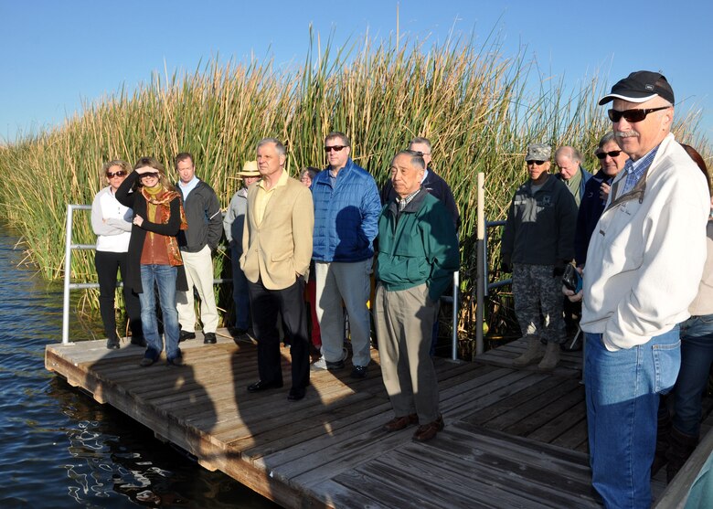 PHOENIX - Members of the U.S. Army Corps of Engineers Environmental Advisory Board and other USACE team members visit the flow-regulating wetlands at the Tres Rios Environmental Restoration Project Feb. 14. The EAB, hosted by the LA District's Arizona/Nevada Area Office team, visited Phoenix for two days to see environmentally-related projects throughout the valley in order to gain information to help them as they brief USACE leadership.