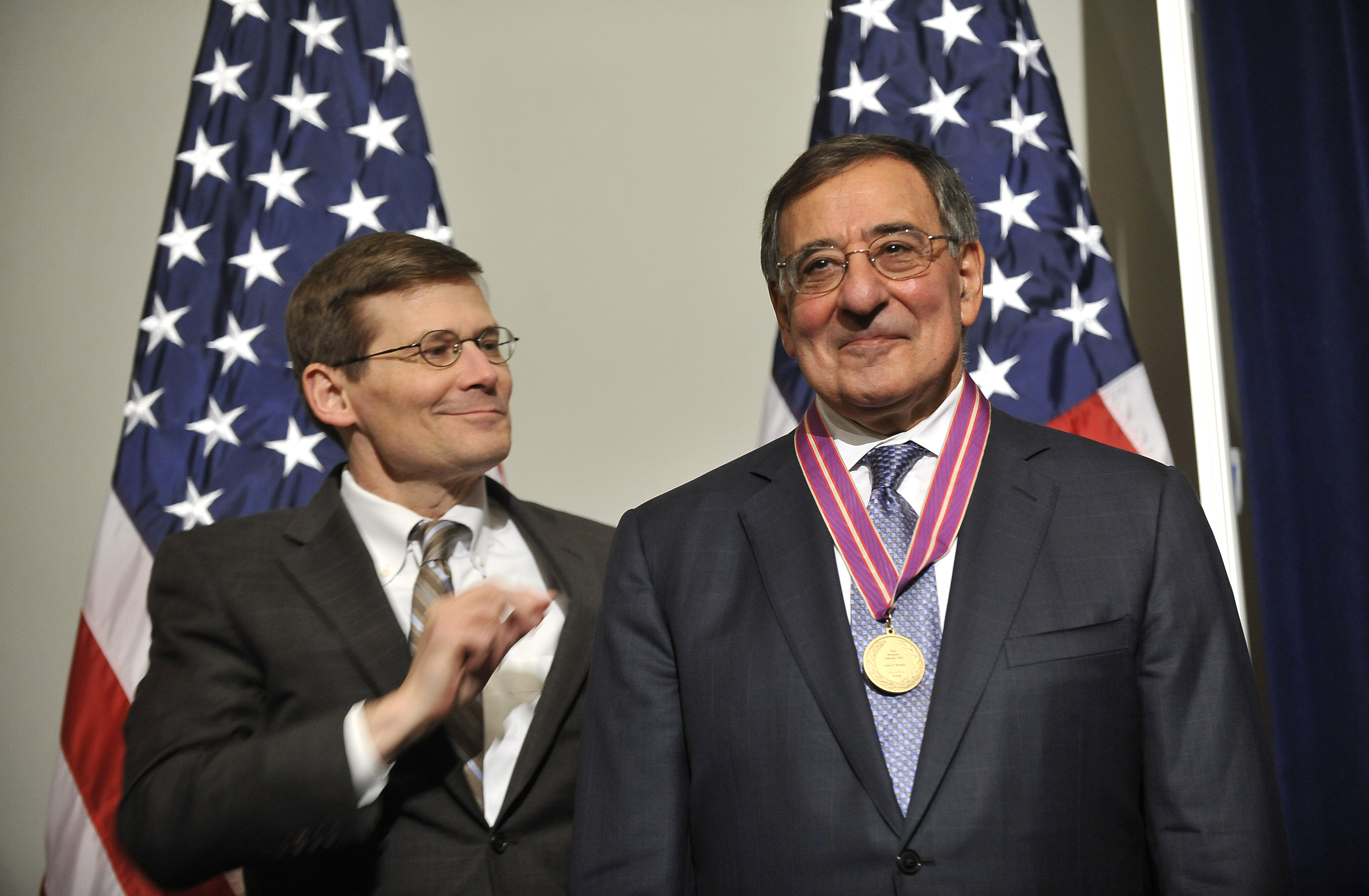 Defense Secretary Leon E Panetta Receives The First Director S Distinguished Service Medal From Cia Acting Director