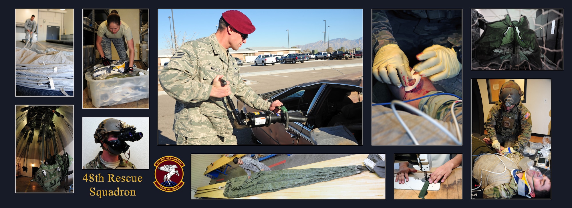 The 48th Rescue Squadron’s mission is to rapidly deploy Guardian Angel forces worldwide in support of national security objectives and homeland defense, providing highly trained personnel recovery experts capable of quickly  and effectively executing personnel recovery operations across the spectrum of conflict. (U.S. Air Force photo by Airman 1st Class Camilla A Griffin/Released)