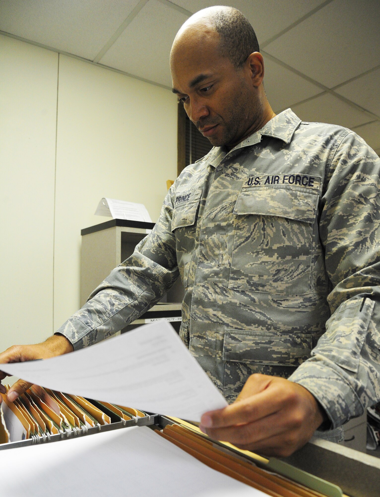 Tech. Sgt. Leonard Prince, 92nd Maintenance Operations Squadron knowledge operations NCO in charge, has been selected as a member of Team Fairchild’s elite, Fairchild’s Finest at Fairchild Air Force Base, Wash. (U.S. Air Force photo by Airman 1st Class Janelle Patiño) 